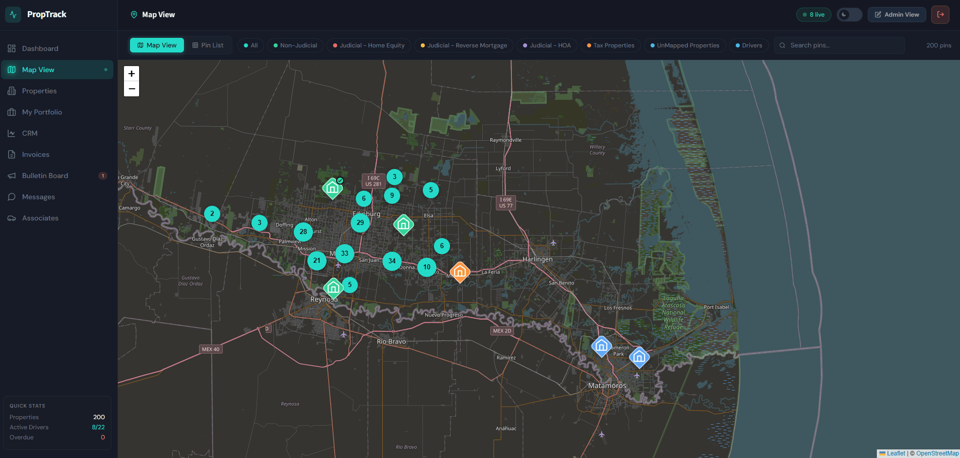 PropTrack live driver map